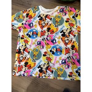 Walt Disney Vault Collection 50 Womens XL Mickey Goofy Minnie Donald AOP T-Shirt